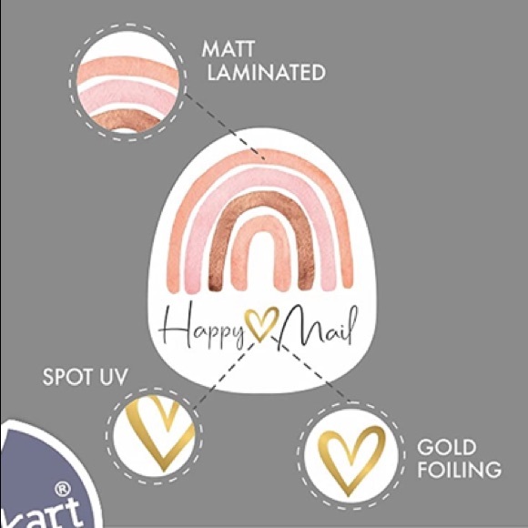 POSHER FAVORITE 🎉50 Designer HAPPY MAIL 2 inch stickers- Gold Foil Boho Rainbow - Picture 3 of 6